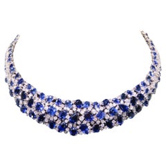 Superbe collier fantaisie de 250 000 $ en or 18 carats avec saphir de Ceylan et diamants
