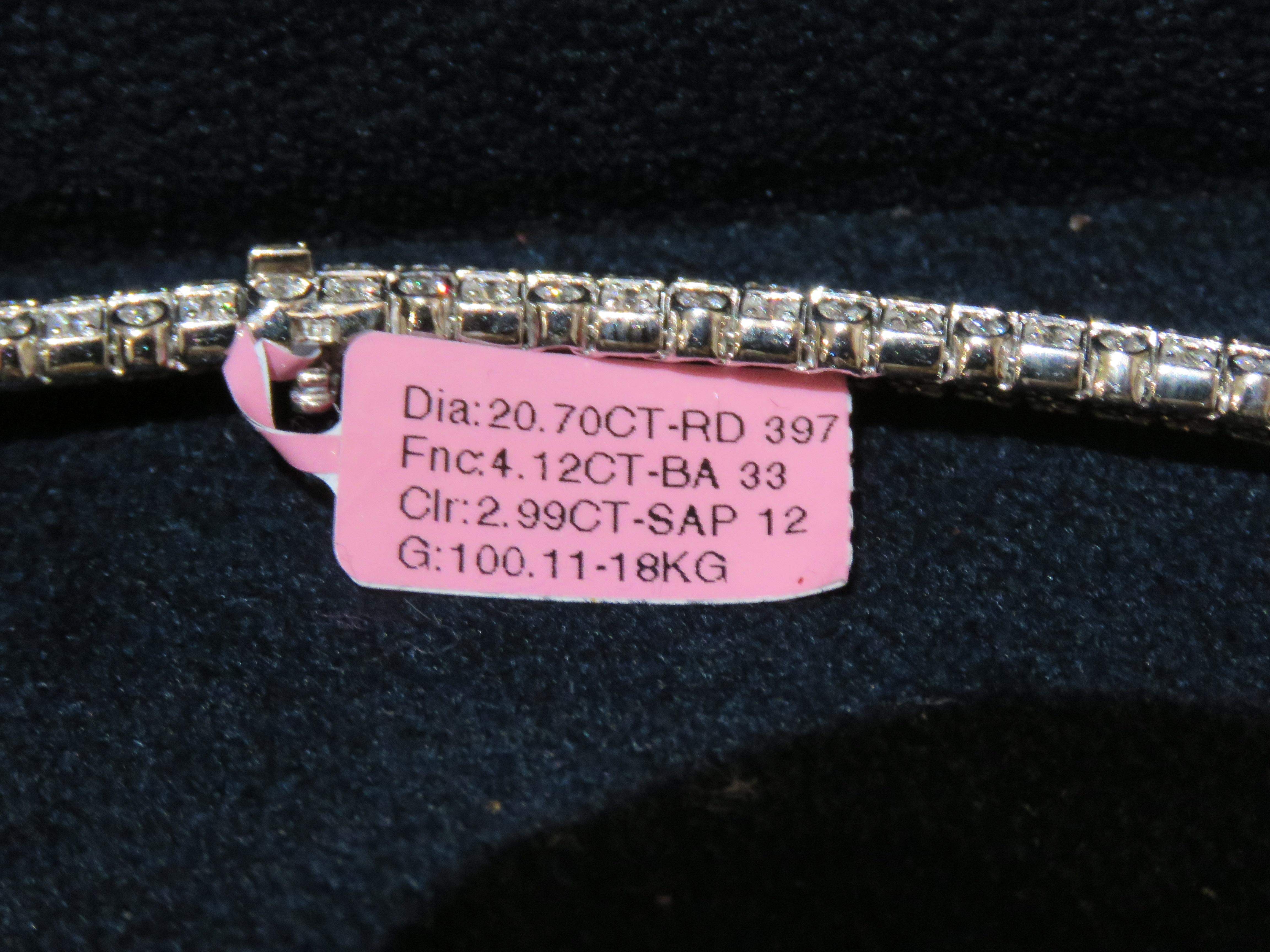 NWT $257, 738 18KT Gold Glittering Fancy Baguette Diamond Blue Sapphire Necklace For Sale 4