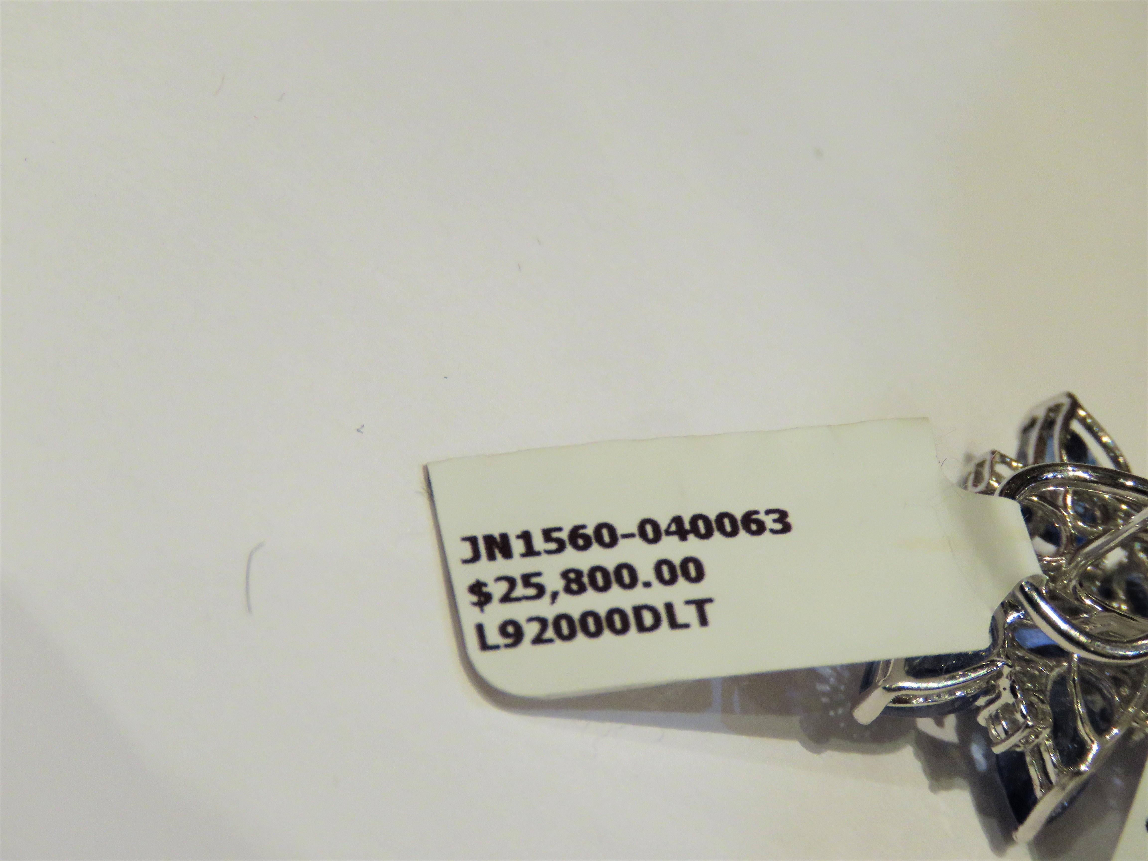 NWT $25, 800 18KT Gold Magnificent 17.50CT Blue Sapphire Diamond Earrings For Sale 1