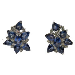 NWT $25, 800 18KT Gold Magnificent 17.50CT Blue Sapphire Diamond Earrings