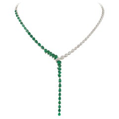 NWT $26, 000 18KT Fancy Glittering Emerald Diamond Fancy Serpent Snake Necklace