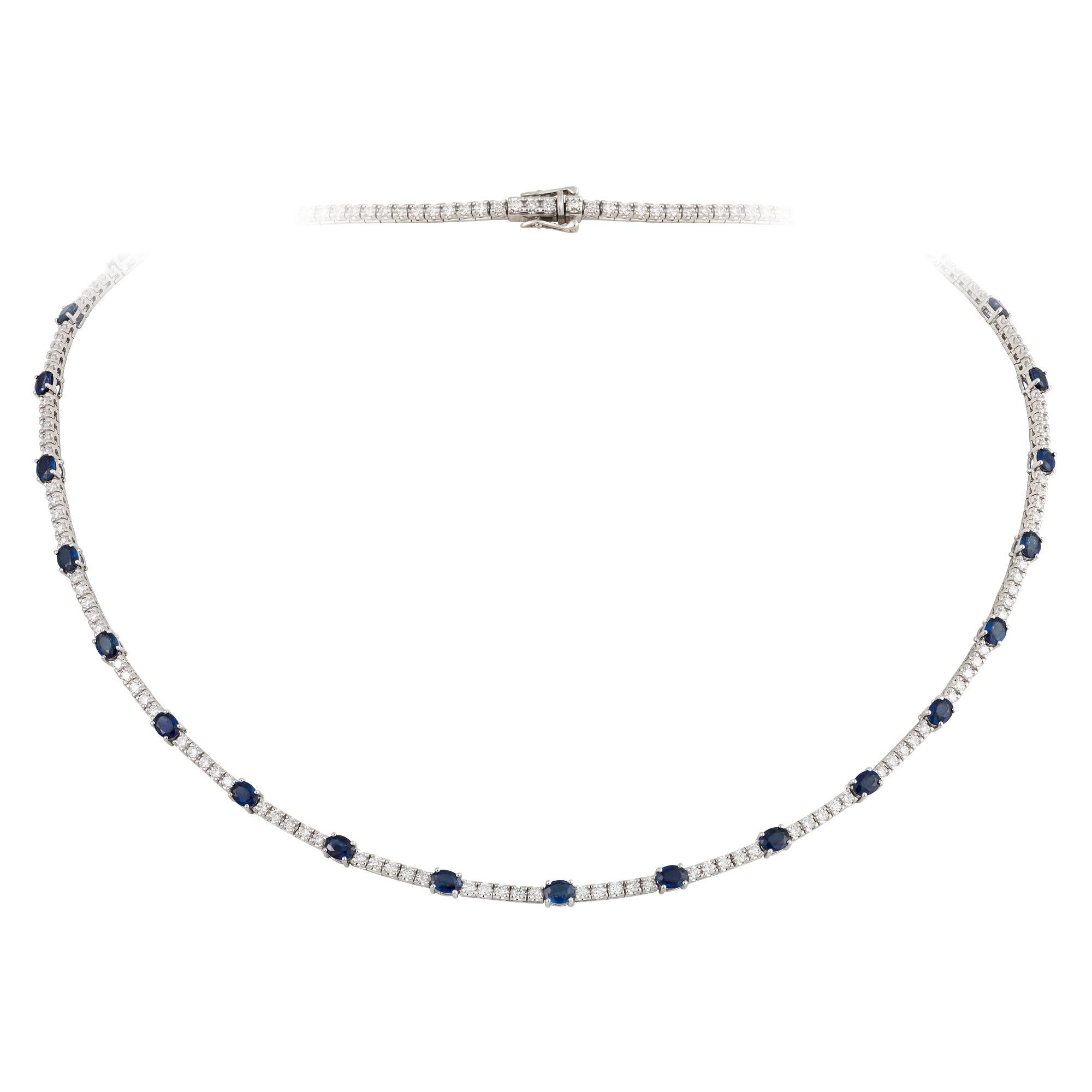 NWT $26, 000 Collier en or 18KT Fancy Glittering 8CT Blue Sapphire Diamond Neuf - En vente à New York, NY