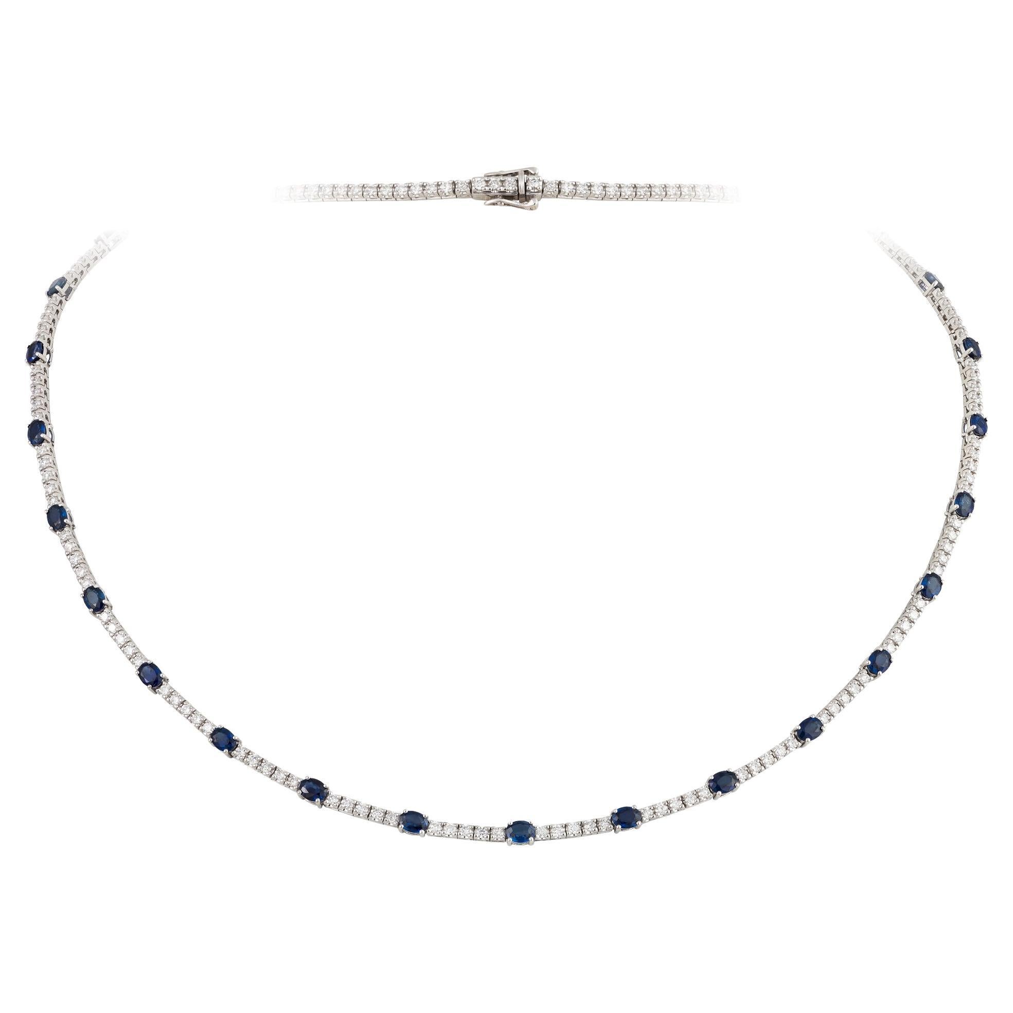 NWT $26, 000 18KT Gold Fancy Glittering 8CT Blue Sapphire Diamond Necklace