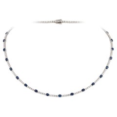 NWT $26, 000 18KT Gold Fancy Glittering 8CT Blue Sapphire Diamond Necklace