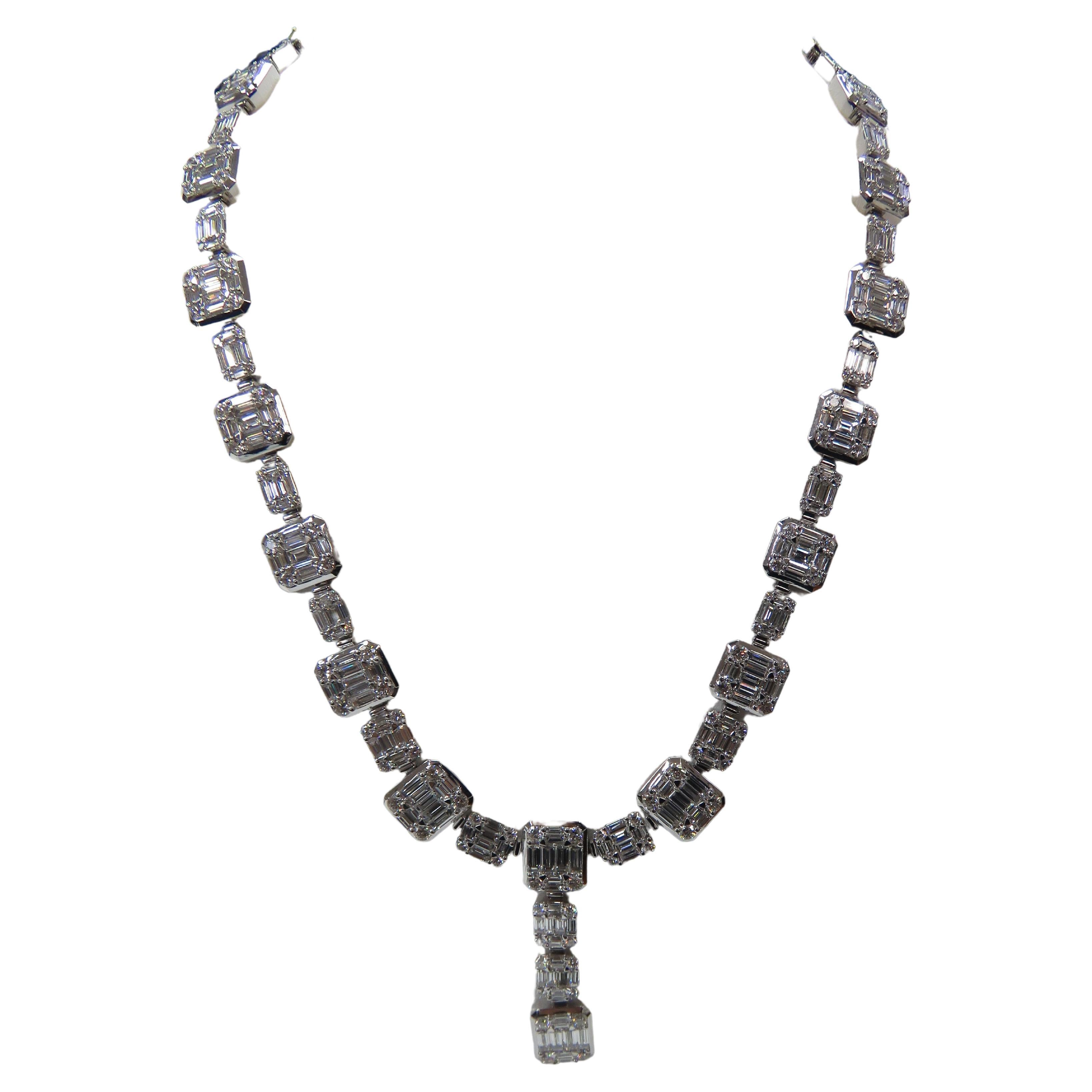 Nwt $263, 098 Rare 18kt Gorgeous Fancy Diamond Baguette Necklace w/ Drop Attach For Sale 3