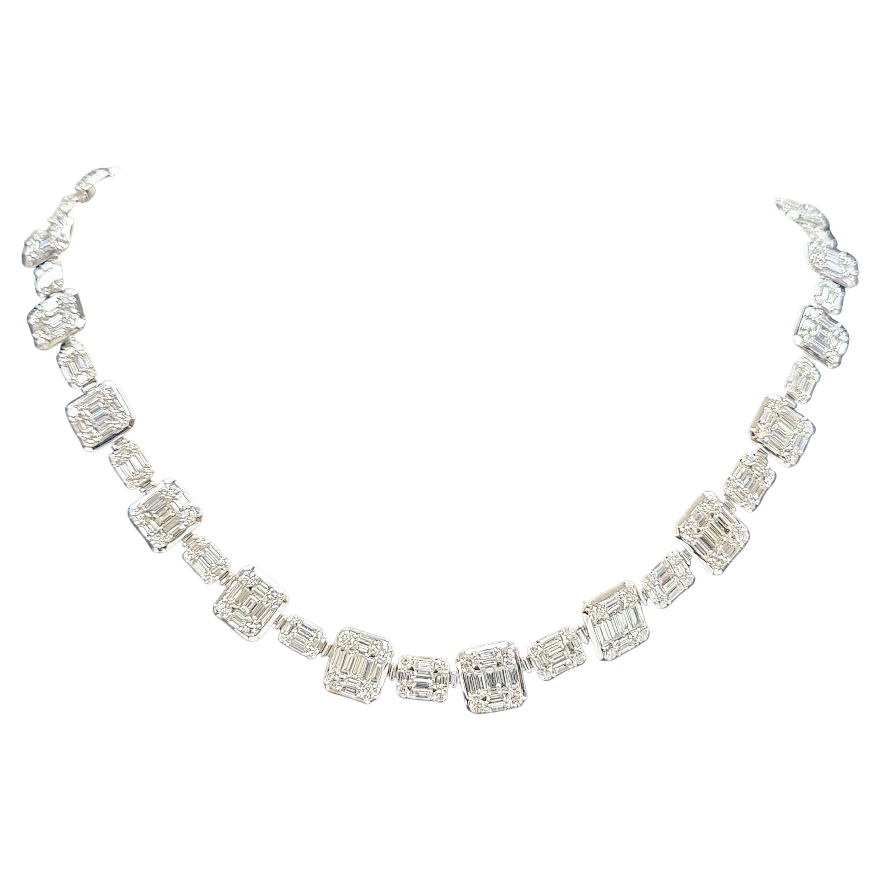 Nwt $263, 098 Rare 18kt Gorgeous Fancy Diamond Baguette Necklace w/ Drop Attach For Sale