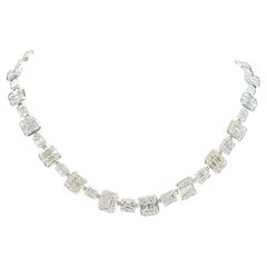 Nwt 263, 098 Rare collier de diamants baguettes fantaisie de 18 carats avec pendentif attaché