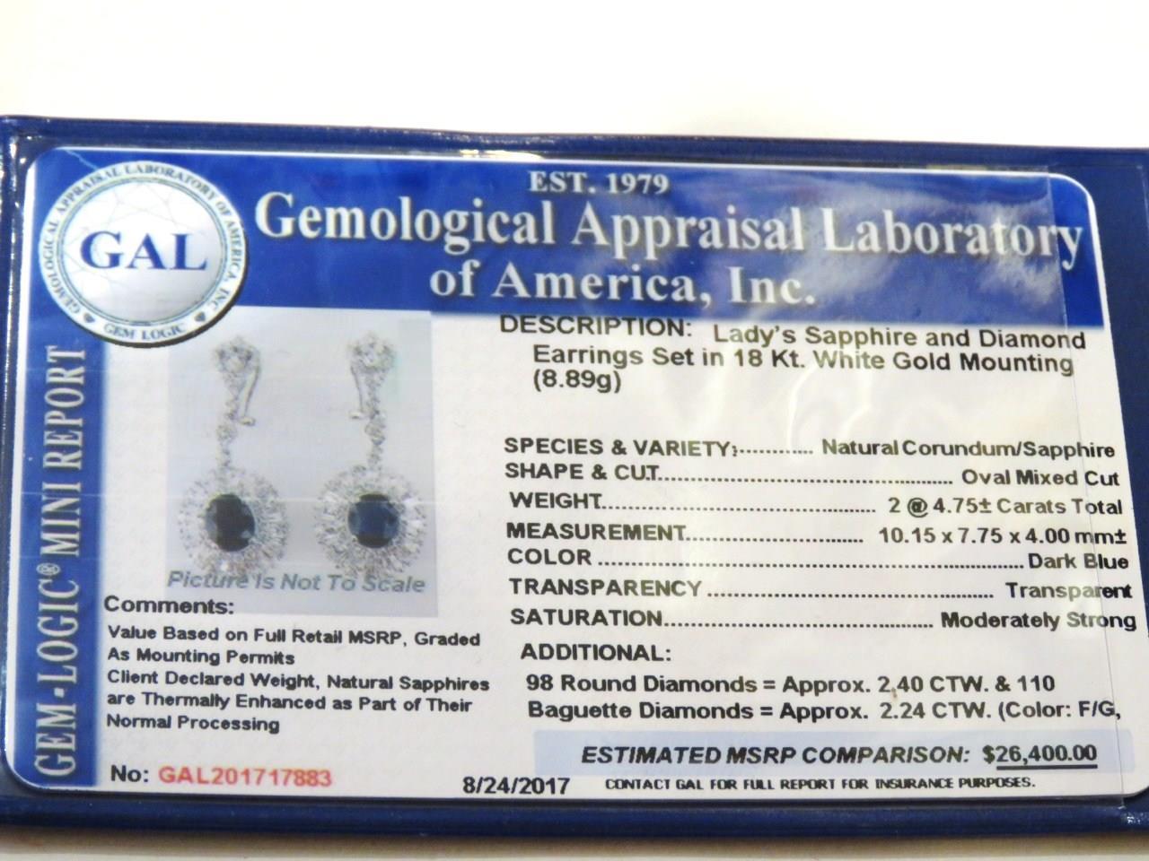 NWT $26, 400 18KT Fancy Large Glittering Fancy 10CT Sapphire Diamond Earrings For Sale 1