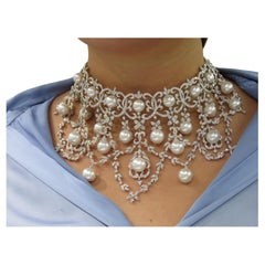 NWT $265, 000 18KT Huge South Sea Pearl Fancy Draping Elaborate Diamond Necklace