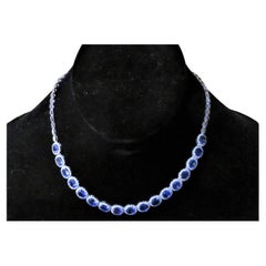 NWT $26, 500 18KT Fancy Large Glittering Fancy Blue Sapphire Diamond Necklace