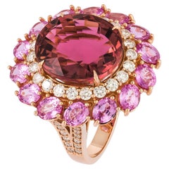 NWT $27, 000 Rare Important 18KT Gold Large 13CT Rubellite Pink Sapphire Ring