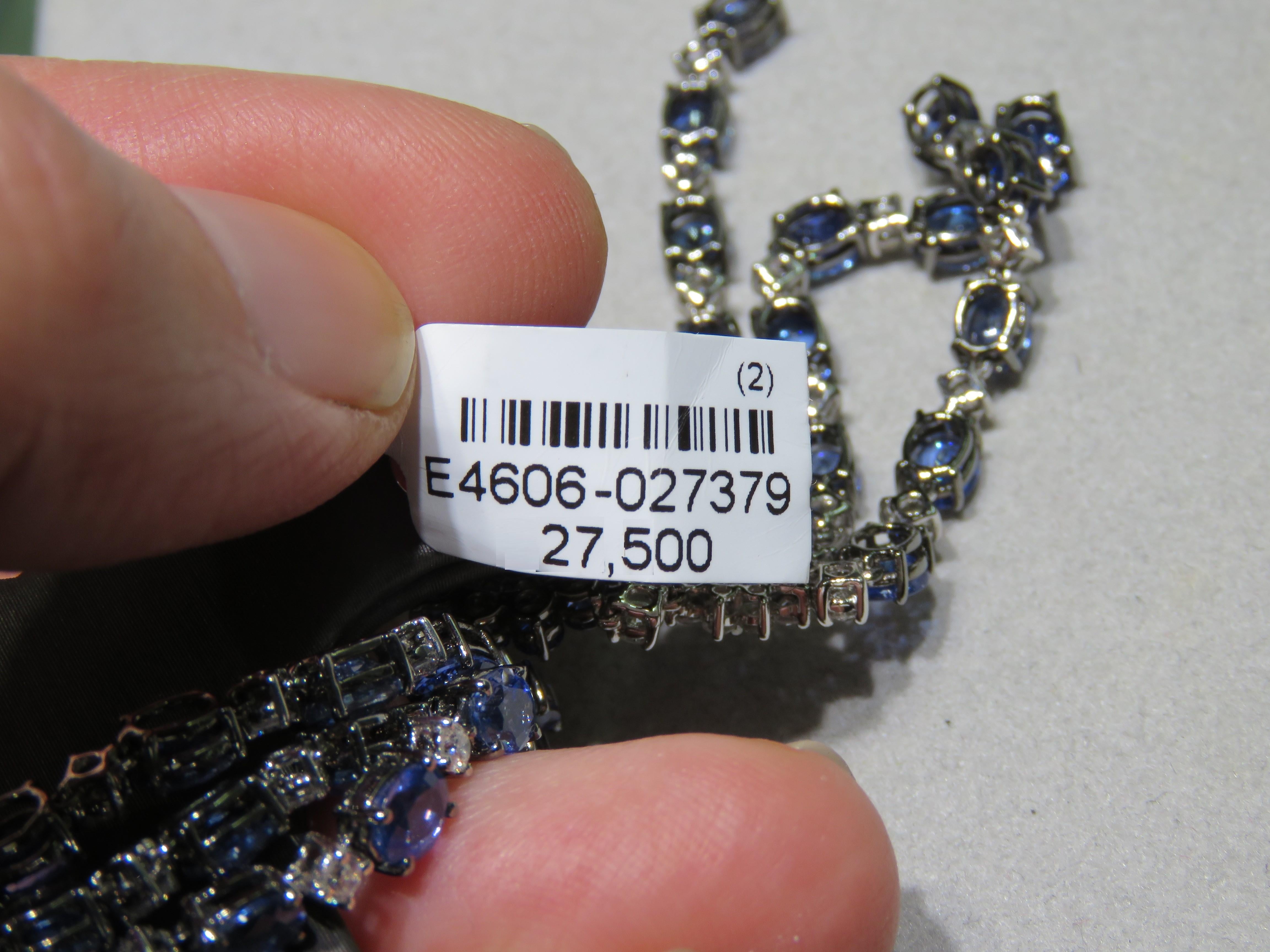 Women's NWT $27, 500 Rare 18KT Gold Gorgeous Fancy Blue Sapphire Diamond Dangle Earrings For Sale