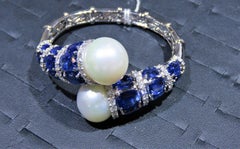 Bracelet jonc croisé en or 18 carats avec perles naturelles et Kyanite bleue rare, 2 719 $, nouveau avec étiquette