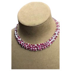 NWT $275,000 Rare Fancy 18KT Gold 100CT Gorgeous Burmese Ruby Diamond Necklace