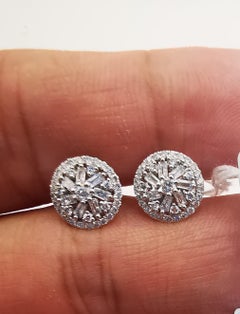 NWT 2, 779 Gorgeous 18KT Magnificent Stud Baguette Trillion Diamond Earrings