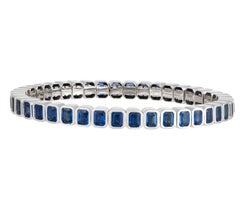 NWT $28, 500 18KT Gold Fancy Blue Sapphire Cuff Bangle Bracelet