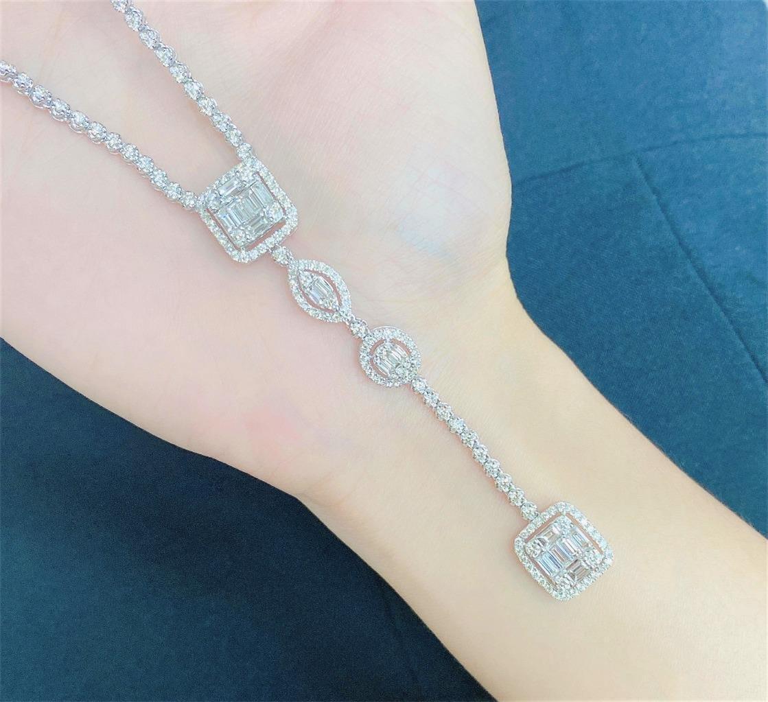 Women's or Men's NWT $28, 529 18KT Impressive Fancy Glittering Long Diamond Drop Necklace For Sale