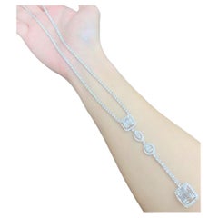 NWT $28, 529 18KT Impressive Fancy Glittering Long Diamond Drop Necklace