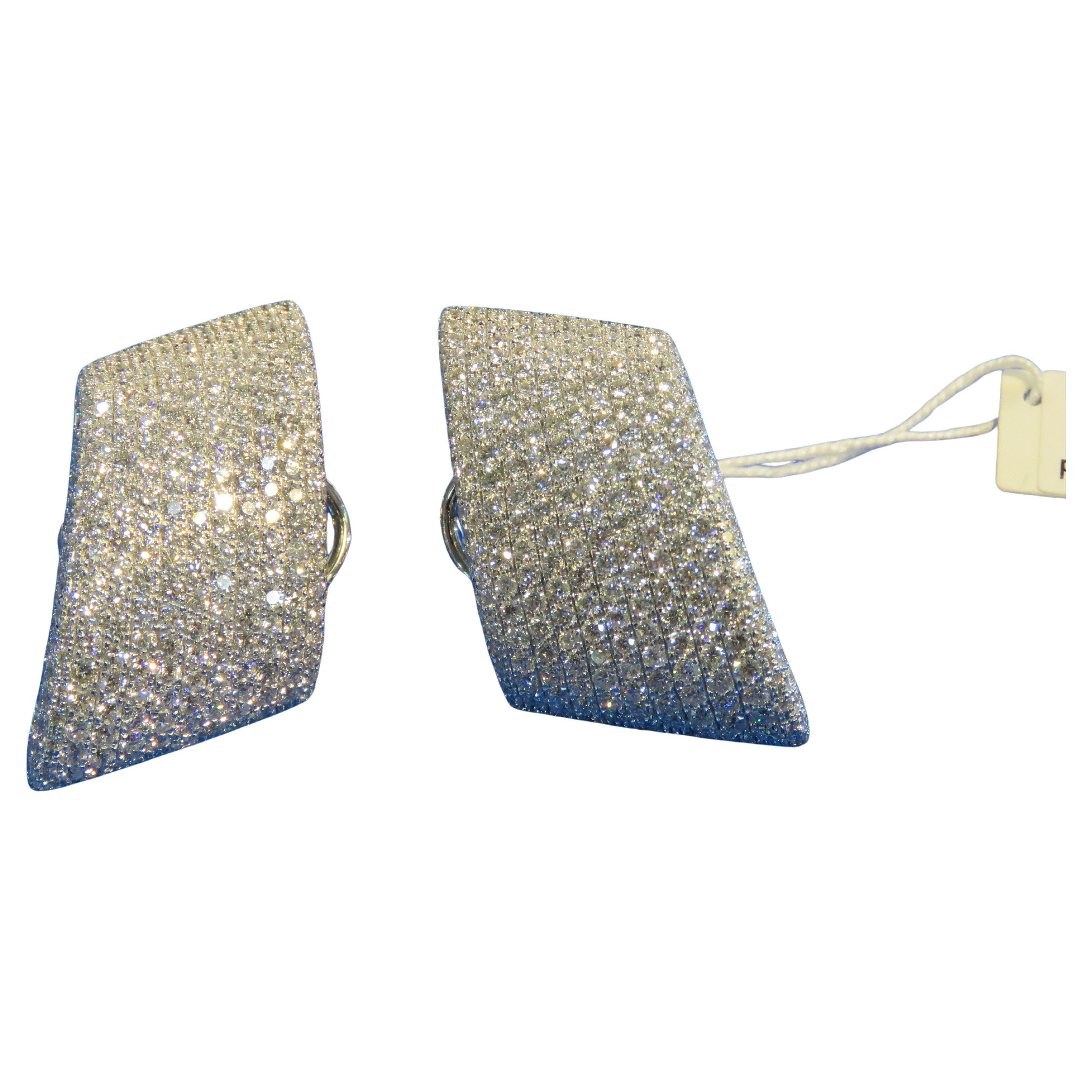 NWT $28, 800 18KT Gold Fancy Glittering Pave Diamond Drop Earrings