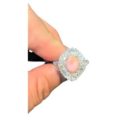 NWT $28,000 Or 18kt Magnifique Rare Grande Perle de Conque Bague 3ct Diamant