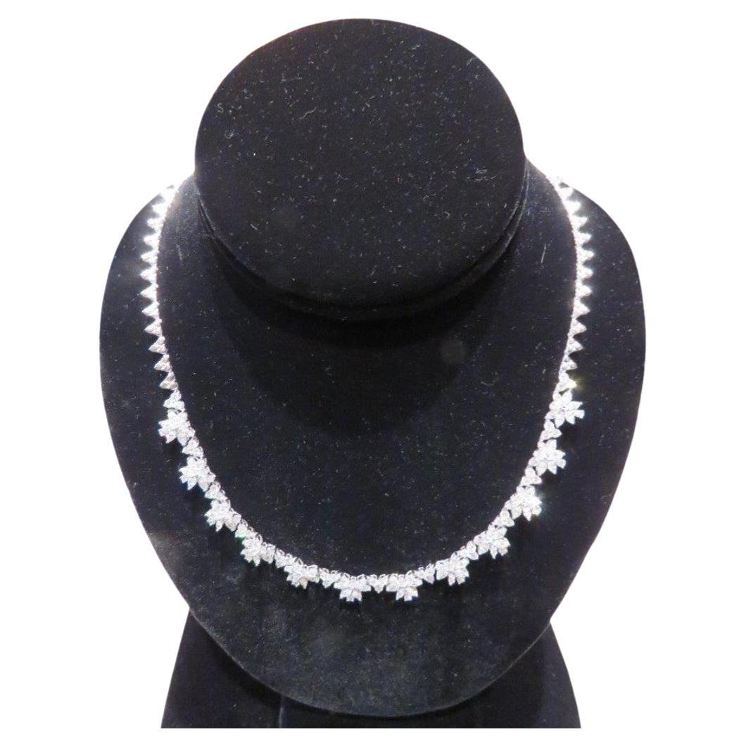 $35, 000 GAL Certified Important 18KT Gorgeous Fancy Cut 8Ct Diamond Necklace For Sale