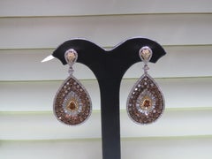 NWT $29, 000 18KT Gold Magnificent 9CT Fancy Brown Cognac Diamond Earrings