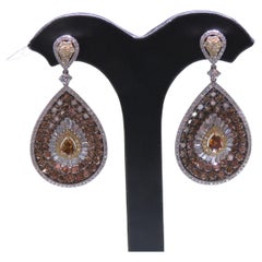 NWT $29, 000 18KT Gold Magnificent 9CT Fancy Brown Cognac Diamond Earrings
