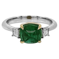 NWT $29, 537 Rare Important 18KT Gold Large Gorgeous Emerald Loaf Diamond Ring