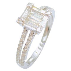 NWT $2, 949 18KT Gold Glittering Fancy Baguette Diamond Engagement Statement Ring