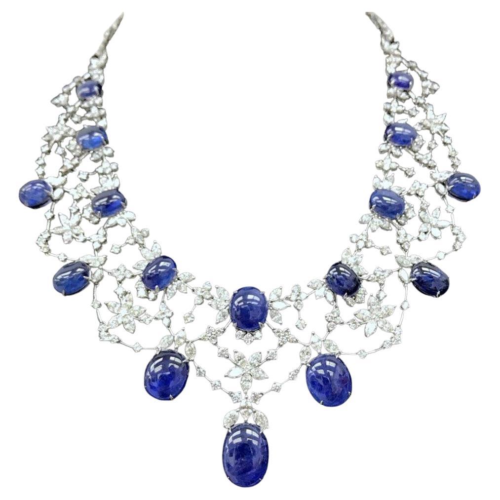 NWT $295, 000 Gorgeous 18KT Gold 90CT Burmese Sapphire Diamond Necklace