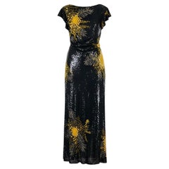 NWT $29.900 Valentino Garavani Nero Ricamo Fiori Mimosa Paillettes US 8