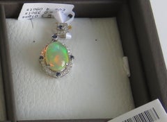 NWT 3, 500 Rare Fancy 18KT Gold Large 3.50CT Opal Sapphire Diamond Pendant