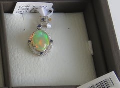 NWT 3, 500 Rare Fancy 18KT Gold Large 3.50CT Opal Sapphire Diamond Pendant