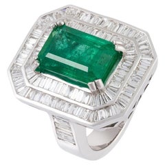 NEU $30, 000 18KT Gold Wunderschöner großer 9CT Fancy Glitzernder Smaragd-Diamantring mit glitzerndem Smaragd