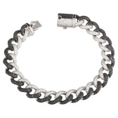 NWT $31, 500 Bracciale a catena in oro 18KT con diamante bianco grande e diamante nero