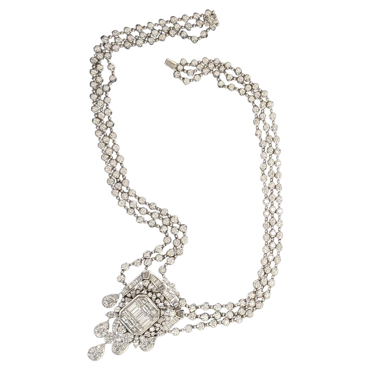 NWT $312,350 Wichtige 18KT Wunderschöne glitzernde Fancy 32CT Diamant-Halskette im Angebot