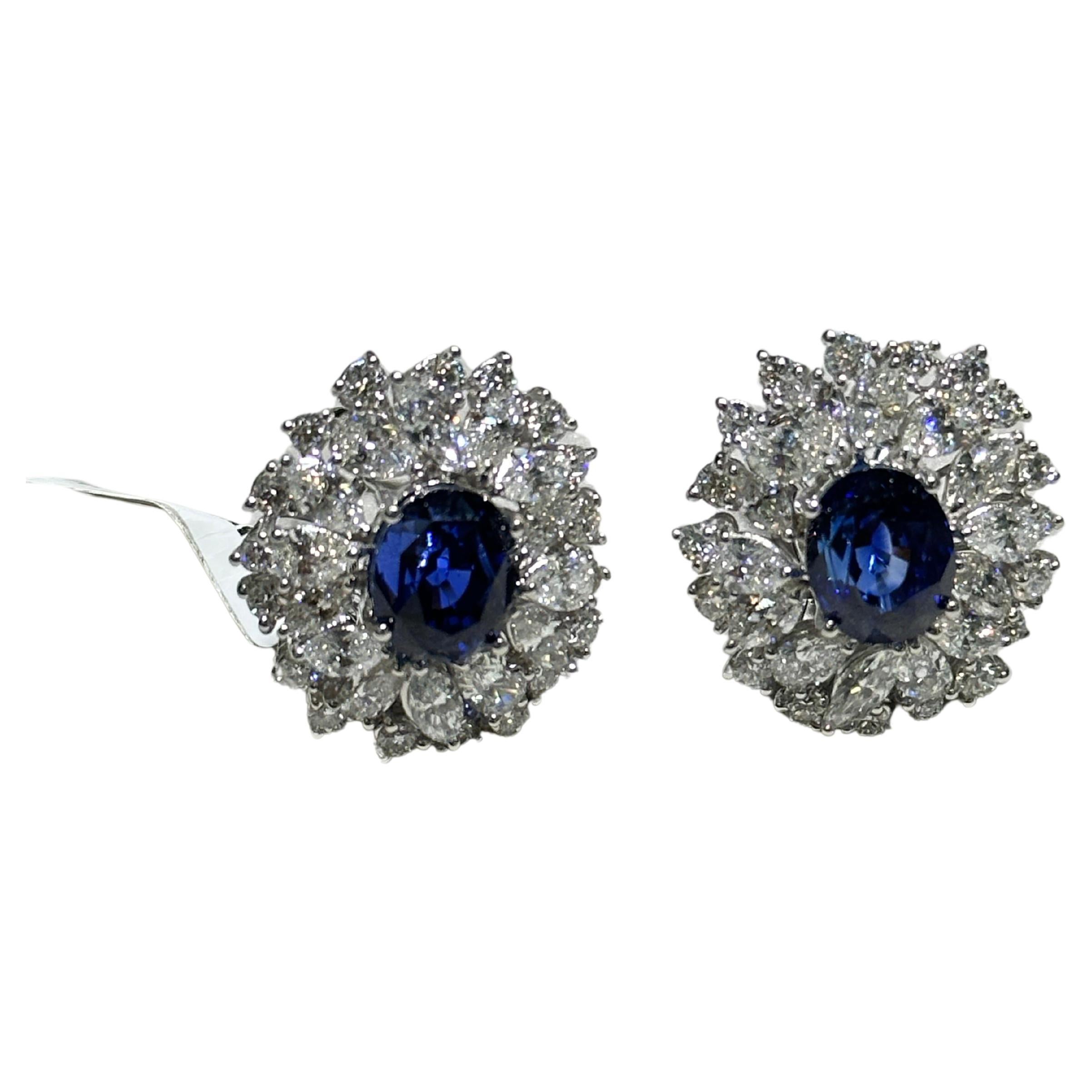NWT $317, 000 18KT Gold Rare Gorgeous 18CT Blue Sapphire Diamond Earrings For Sale
