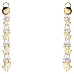NWT $32, 000 18KT Gold Fancy Glitttering Yellow and White Diamond Earrings