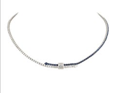NWT $32, 000 18KT Gold Fancy Gorgeous Glittering Sapphire Diamond Necklace