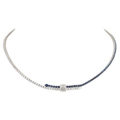 NWT $32, 000 18KT Gold Fancy Gorgeous Glittering Sapphire Diamond Necklace
