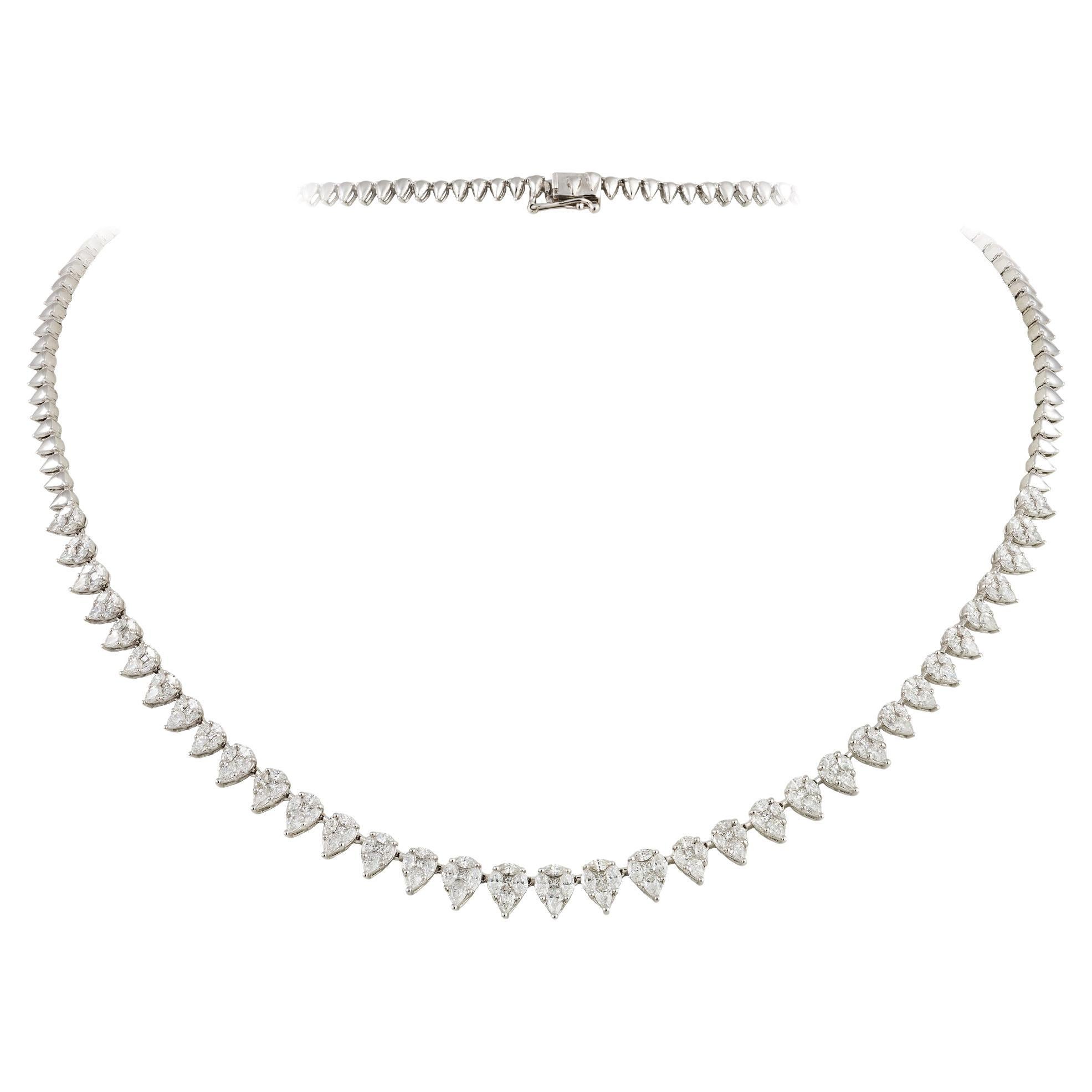 NWT $32, 500 18KT Gold Glittering Fancy Pear Diamond Cluster Strang Halskette