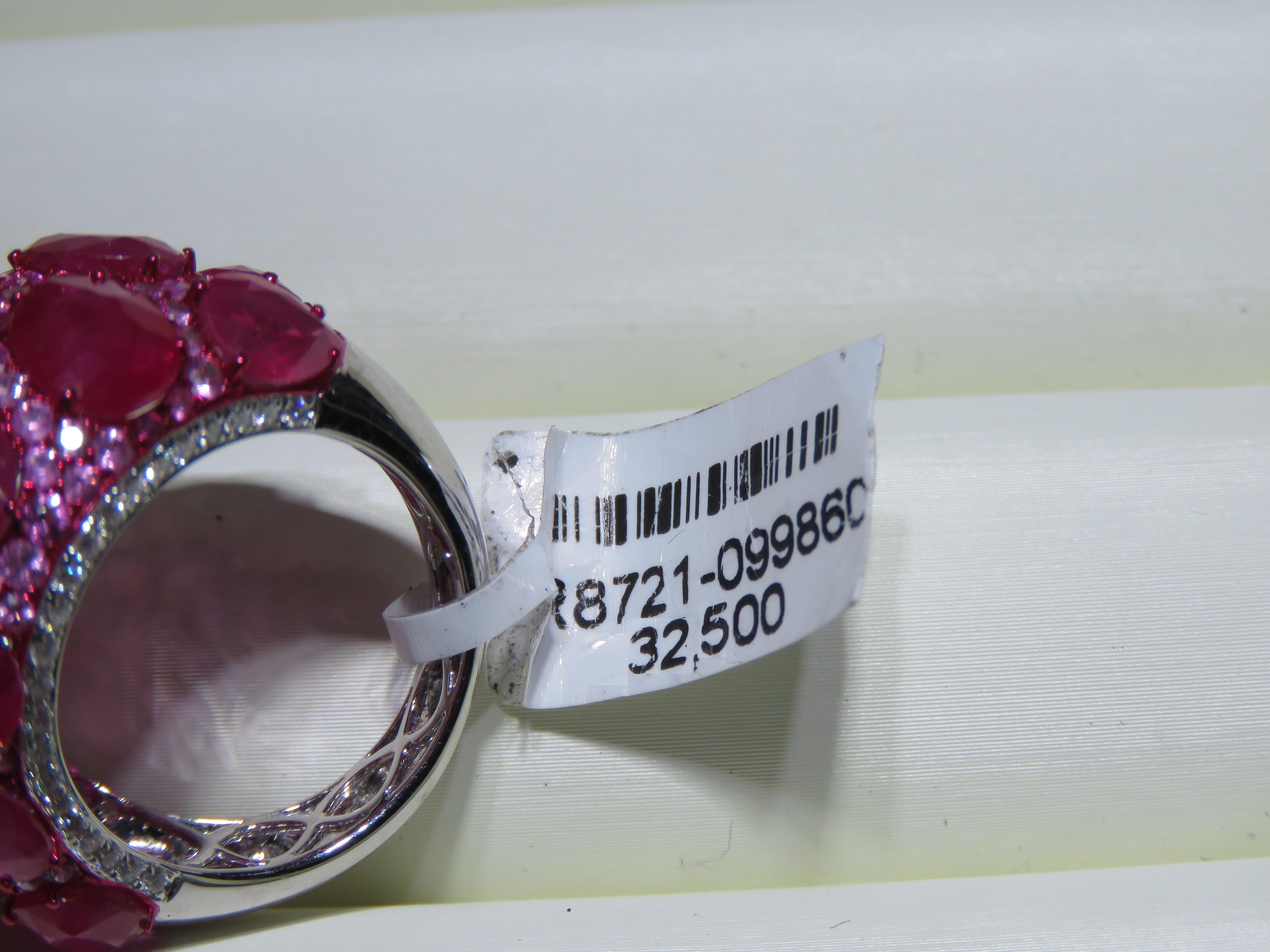 NWT $32, 500 18KT Gold Gorgeous Fancy Ruby Pink Sapphire Diamond Bombe Ring For Sale 1