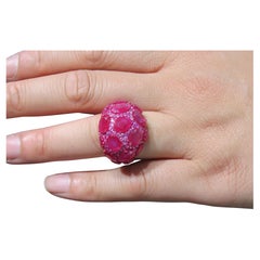 NWT $32, 500 18KT Gold Gorgeous Fancy Ruby Pink Sapphire Diamond Bombe Ring