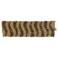 NWT $325, 000 Oro 18KT Raro Amarillo Diamante Coñac Diamante Tiger Stripe Pulsera