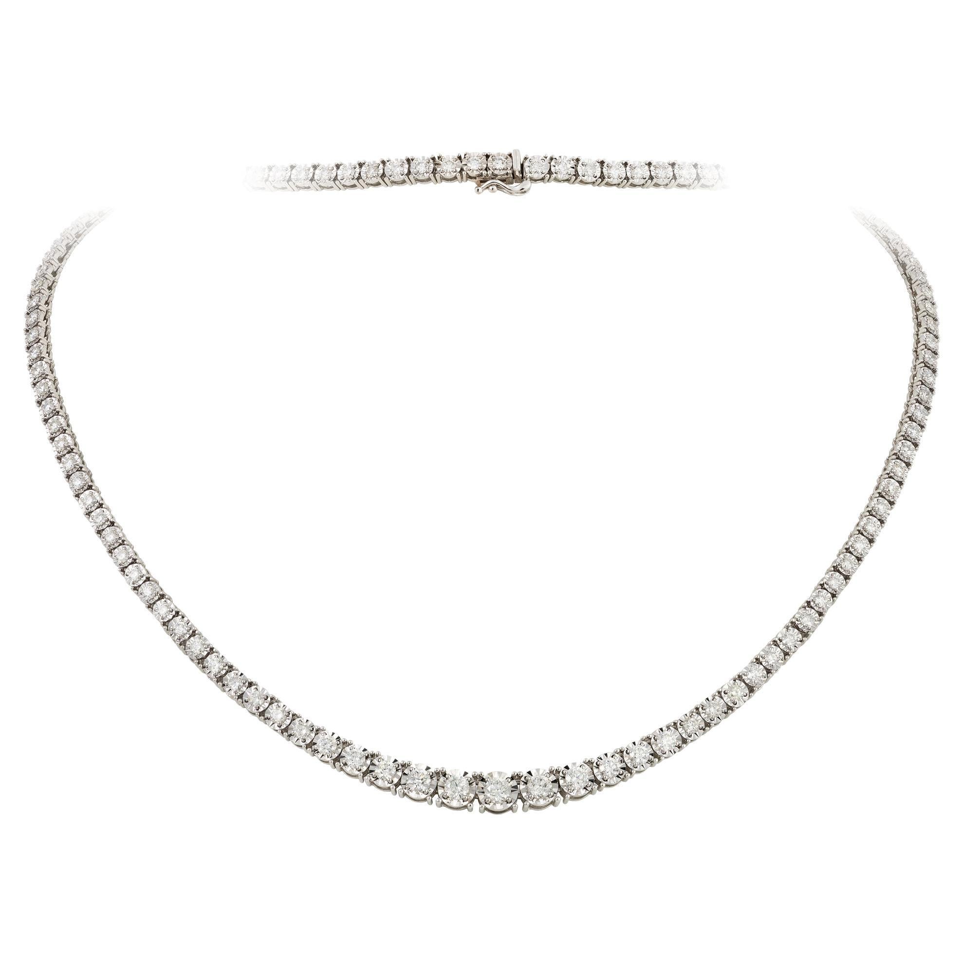 NWT $33, 500 18KT Fancy Large Glittering Fancy Graduate Diamond Strang Halskette