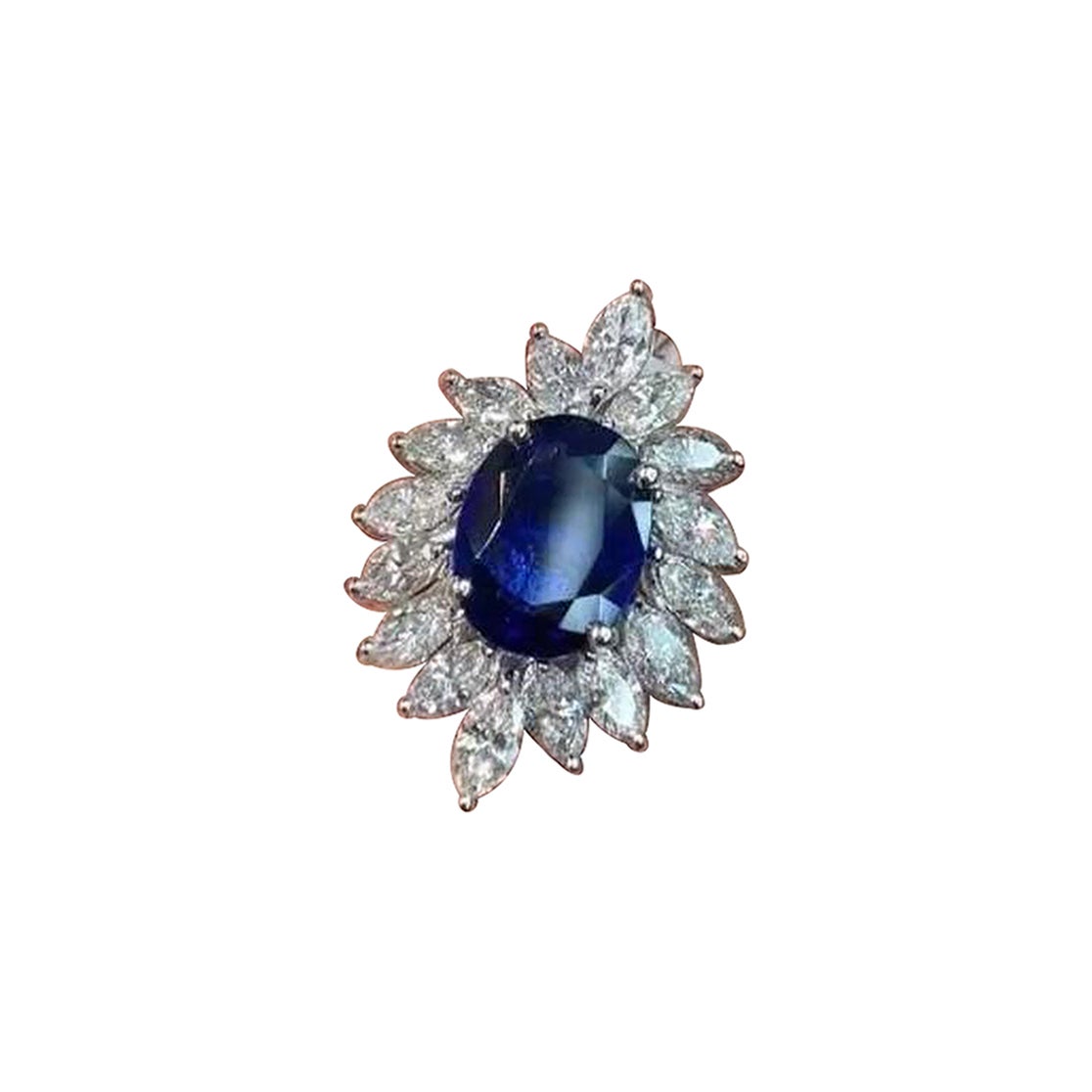 NEU $34, 000 18KT Großer glitzernder 6CT natürlicher Saphir-Diamant-Anhänger mit natürlichem Saphir im Angebot