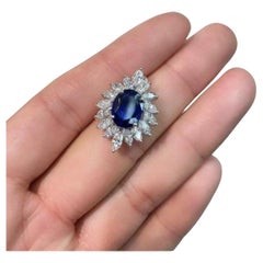 NWT $34, 000 18KT Large Glittering 6CT Natural Sapphire Diamond Pendant