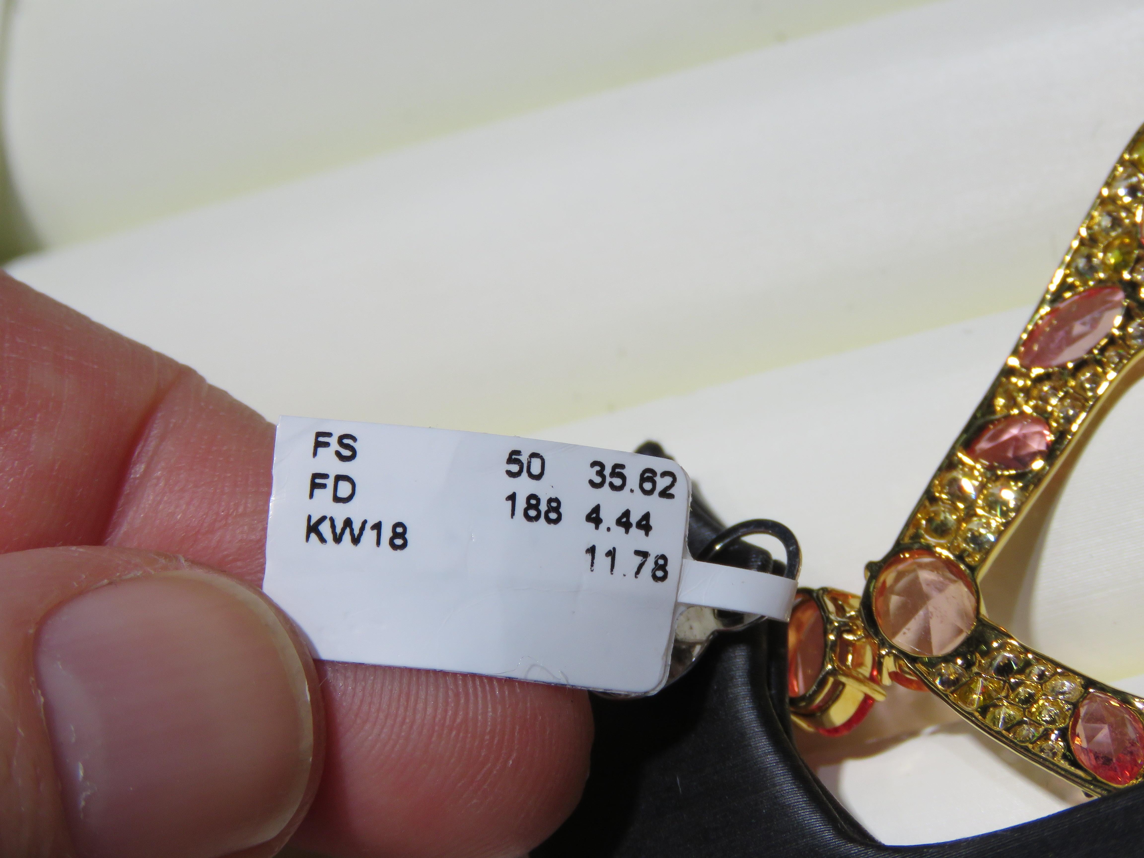NWT $34, 600 18KT Rare Fancy 40CT Orange Sapphire Yellow Diamond Dangle Earrings For Sale 2