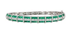NWT $35, 000 Bracciale in oro 18kt con diamante smeraldo fantasia in stile Deco