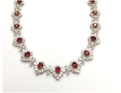 NWT $350, 000 18KT Gold Fancy Large Glittering Fancy Ruby Diamond Necklace